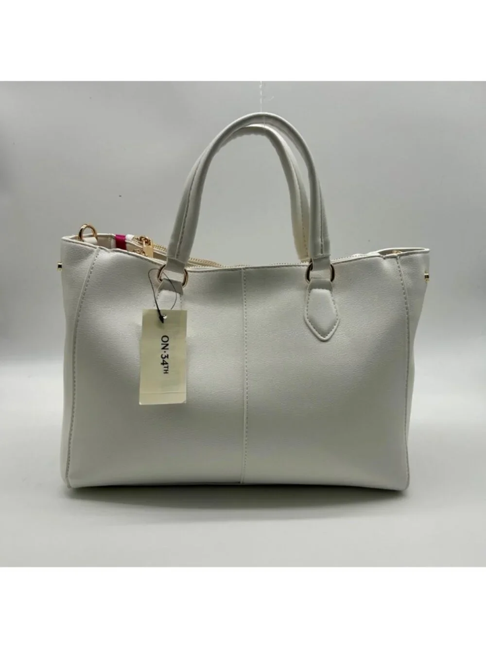 On 34th Bright White Faux Leather Robbinn Medium Satchel Bag